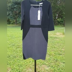 Bundle Only:VLD sz S/M Stretch Sheath Midi Women 3/4 sleeves Formal Career Dress